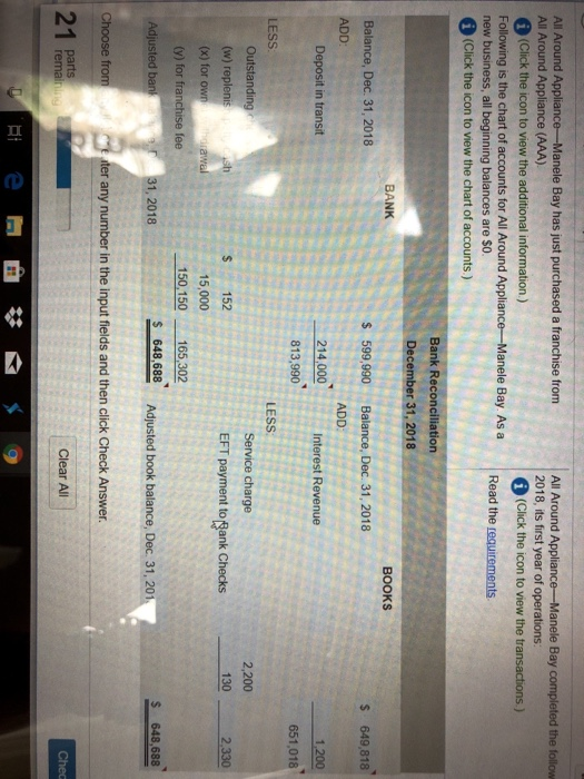 as a result of the bank reconciliation. chart of accounts y lecorO