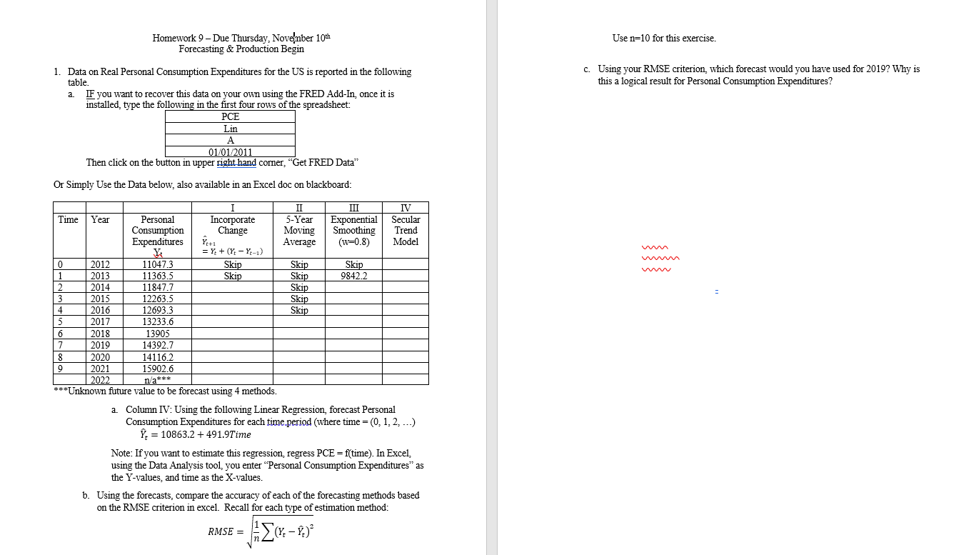 4 MODELS Use n=10 for this exercise. 1. Data on Real Personal