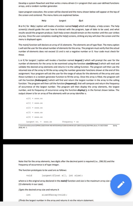  Develop a system flowchart and then write a menu-driven Cre program