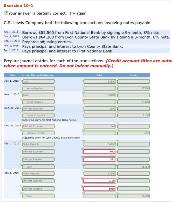  Exercise 10-1 Your answer is partially correct. Try again C.S. Lewis