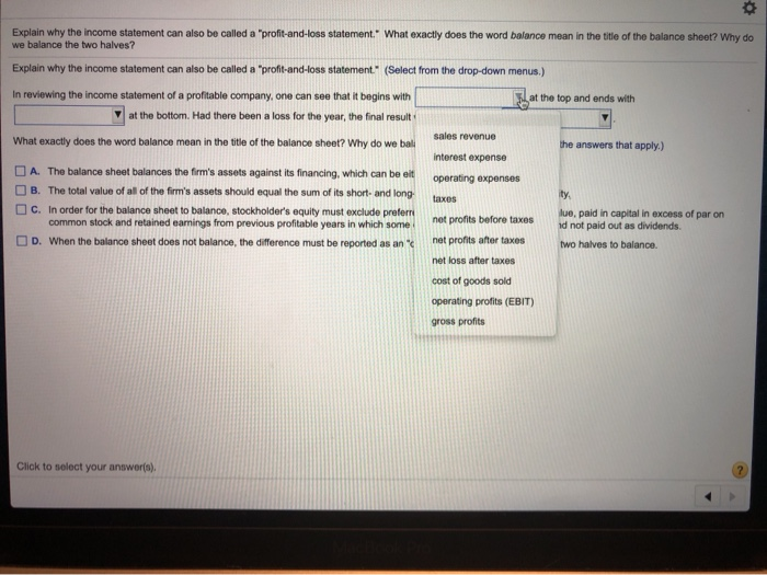  Explain why the income statement can also be called a "profit-and-loss