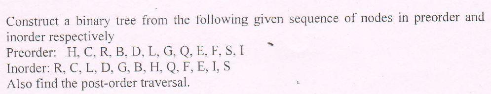 to be answered in c++ Construct a binary tree from the