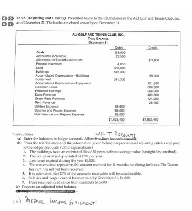  45 P3-9B (Adjusting and Closing) Presented below is the trial balance