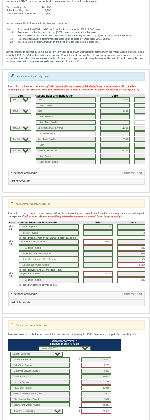 Please correct where i got wrong On January 1, 2022, the ledger