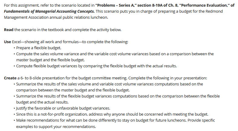 For this assignment, refer to the scenario located in "Problems -