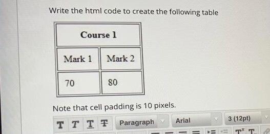 write an HTML cod Write the html code to create the following