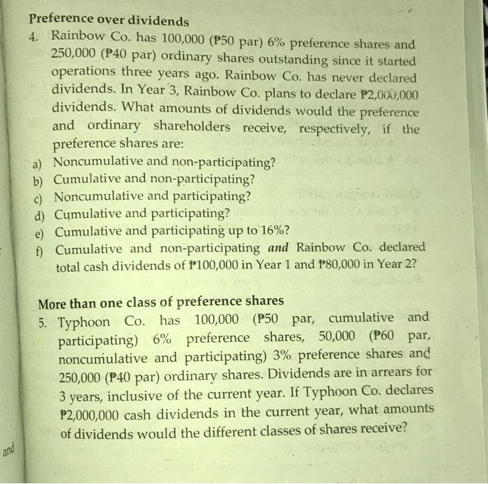 share is P25. Case 1: If Summer Co. declares share dividends in