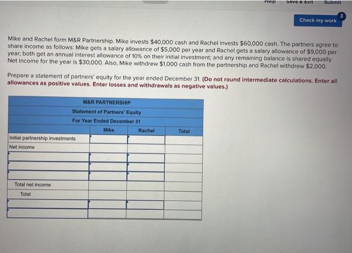  neip Save & Exit Submit Check my work Mike and Rachel