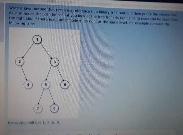 Write a java method that receive a reference to a binary tree