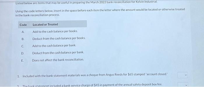  Listed below are items that may be useful in preparing the