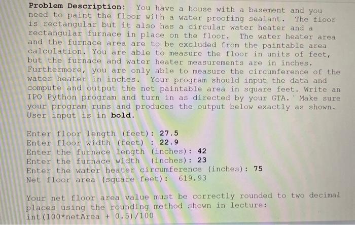 I'm stuck with the coding, the input if the perimeter and area.