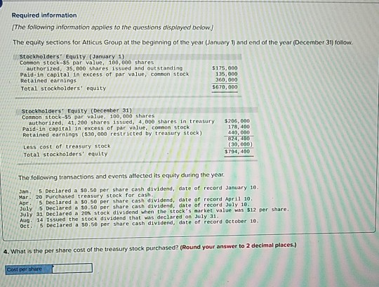 for Atticus Group at the beginning of the year (January 1) and