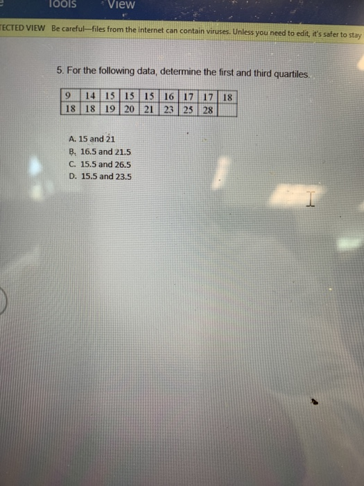  Tools View TECTED VIEW Be careful--files from the Internet can contain