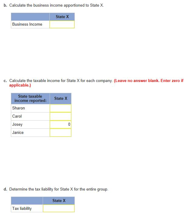 :) Sharon Inc. is headquartered in State X and owns 100 percent