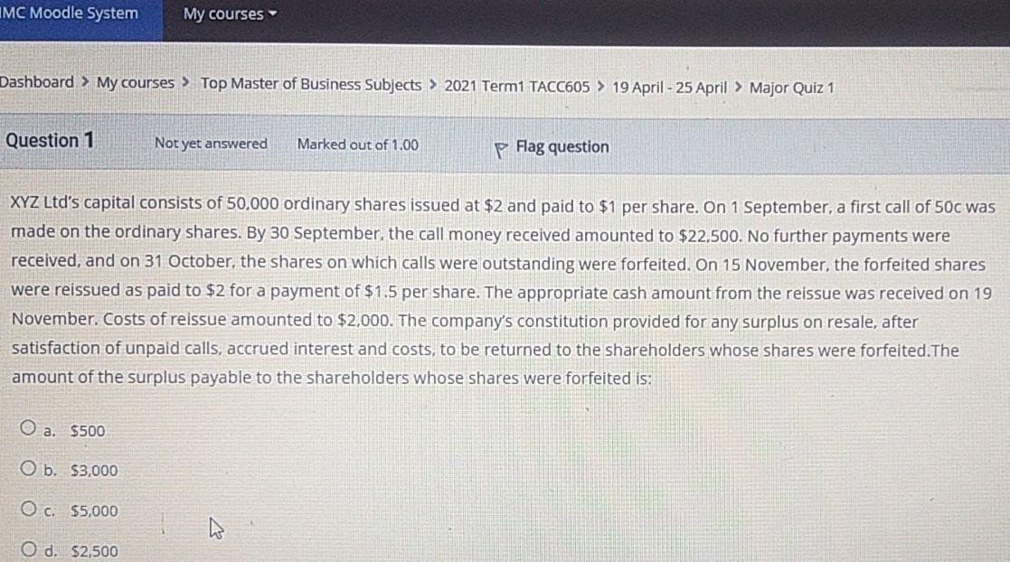  IMC Moodle System My courses Dashboard > My courses > Top