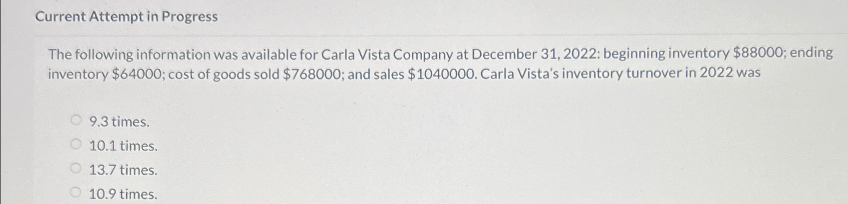  Current Attempt in Progress The following information was available for Carla