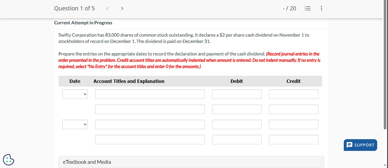  Current Attempt in Progress Swifty Corporation has 83,000 shares of common