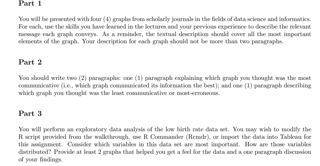 Data Science Course Part 1 You will be presented with four (4)