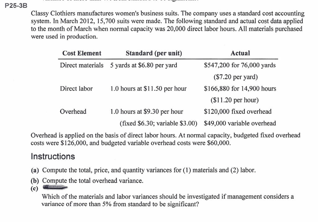 25-3B Answer a, b and c in excel format P25-3B Classy Clothiers