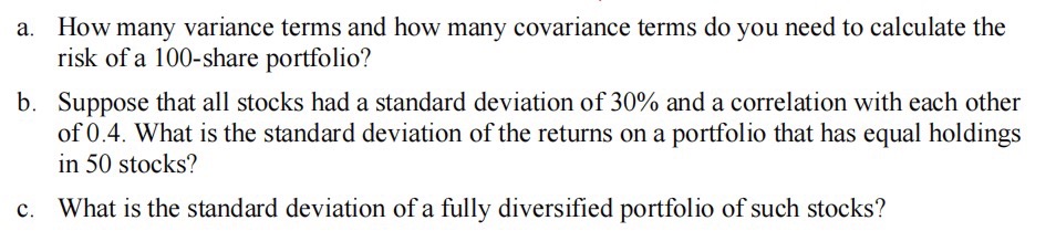  a. How many variance terms and how many covariance terms do