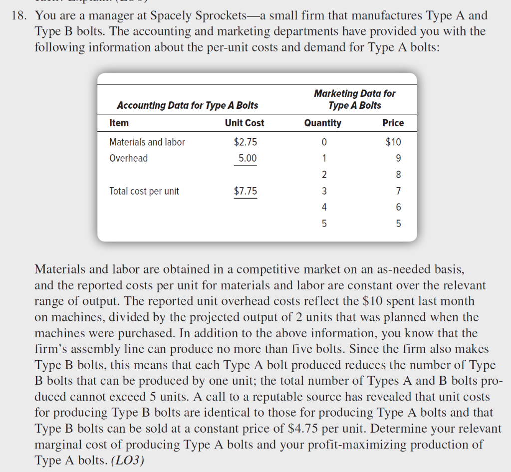 No textbook answer please 18. You are a manager at Spacely