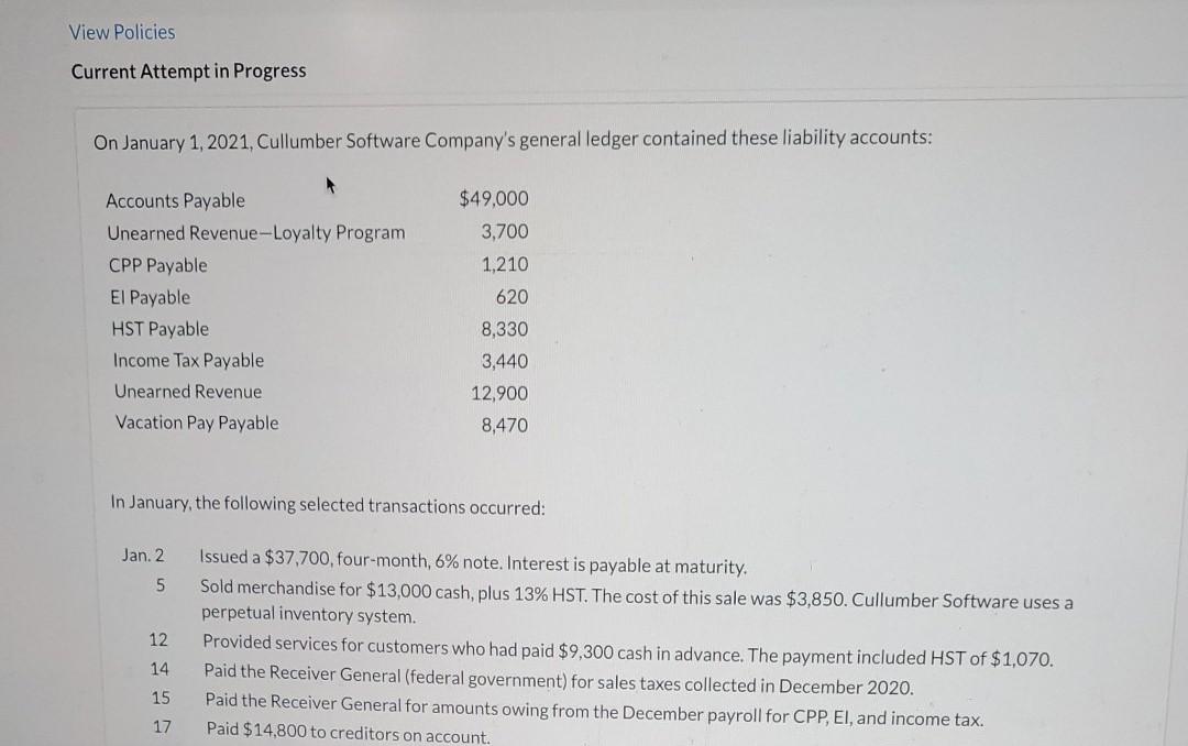 View Policies Current Attempt in Progress On January 1, 2021, Cullumber