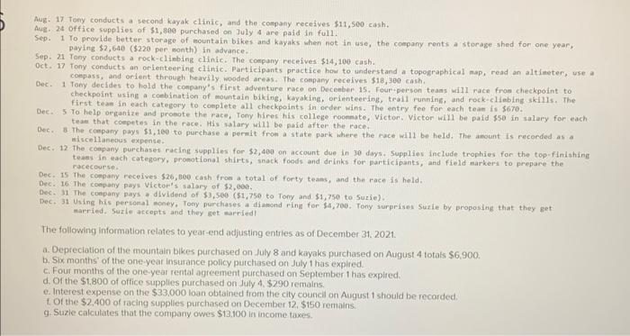Entries, Income Statement, Statement of SE, and the Balance Sheet. Below are