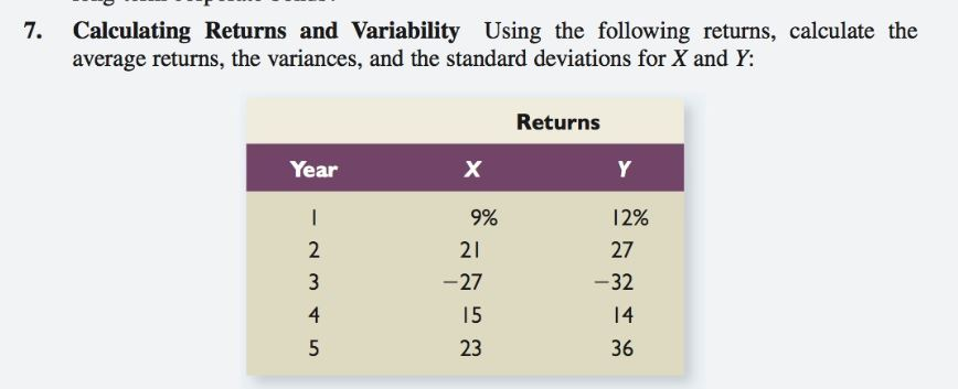  Calculating Returns and Variability Using the following returns, calculate the average