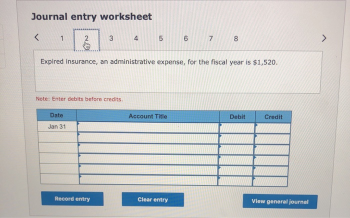 GL0403 - Based on Problem 4-5A LO C2, P3 The fiscal year-end