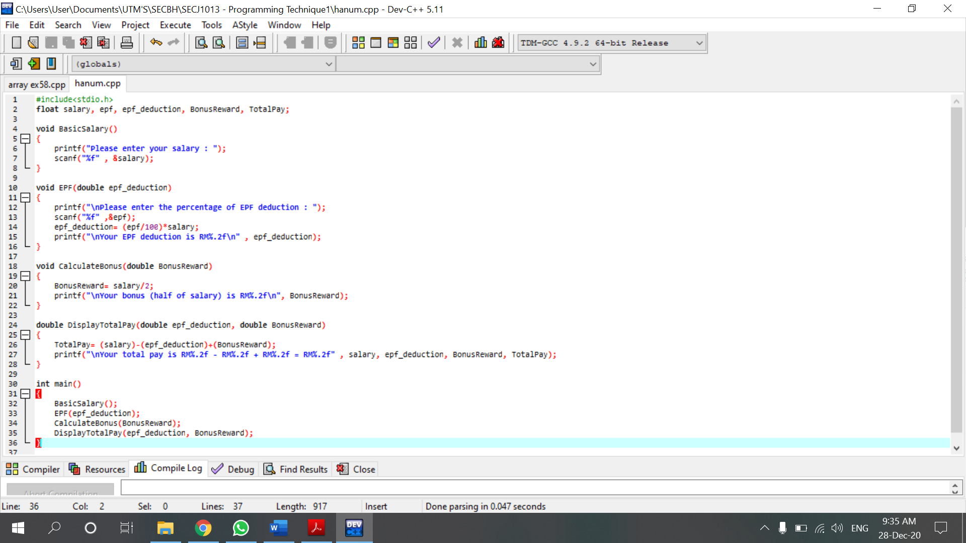 out properly It didn't fetch the value for epf_deduction and BonusReward in