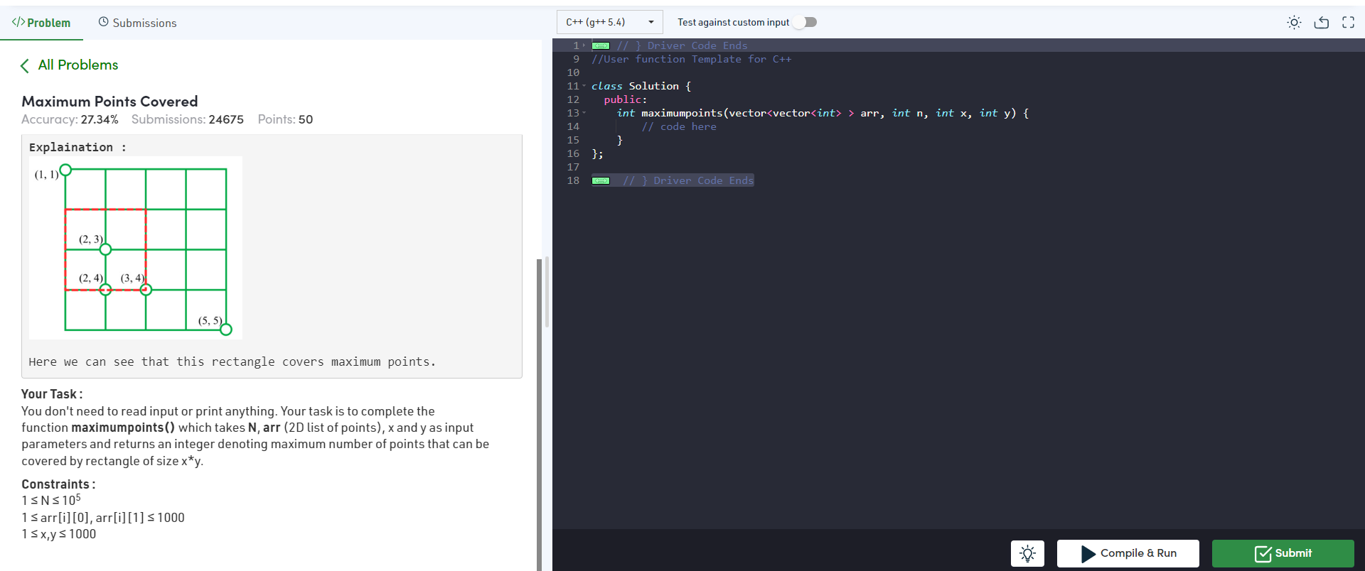 on a 2D plane. Find the maximum number of points which can