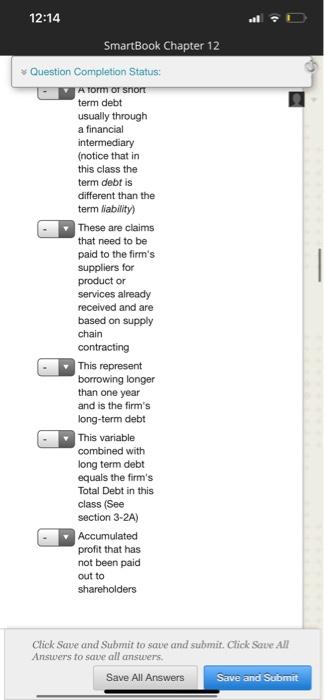 sheet. Match each of the following items with their definition or description.