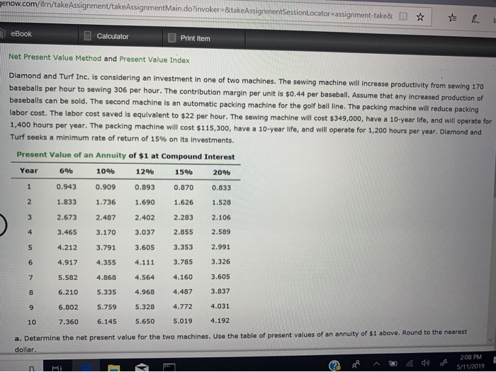  net present value methods and present value index diamond and turf