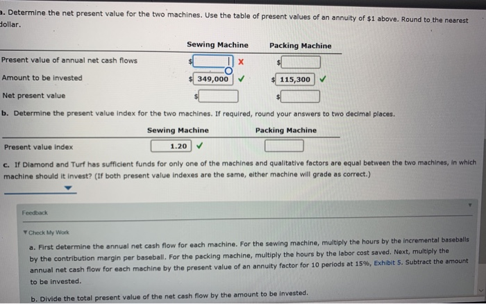 inc, is considering And investment in one of two machines. The sewing