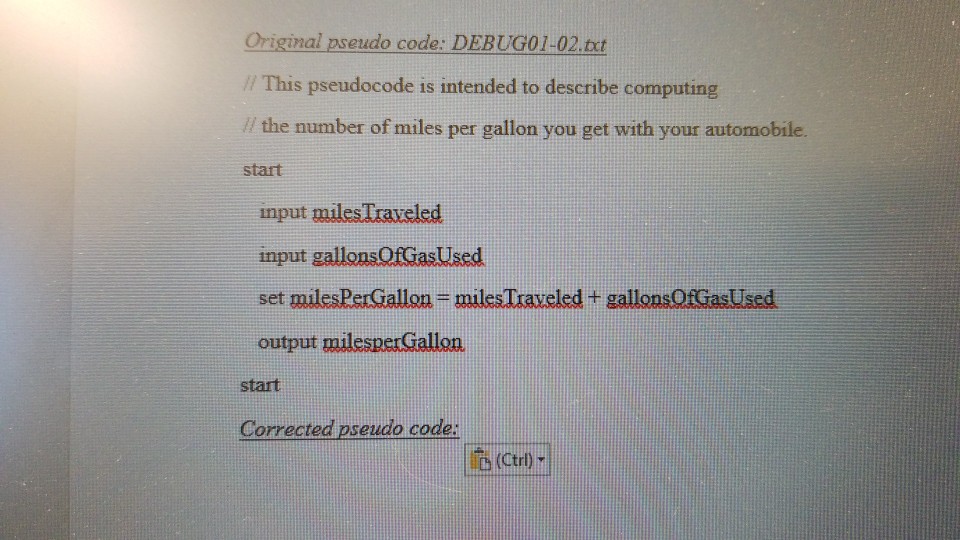 Original pseudo code: DEBUG01-02.tct / This pseudocode is intended to describe