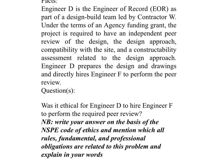  please solve it quickly Engineer D is the Engineer of Record