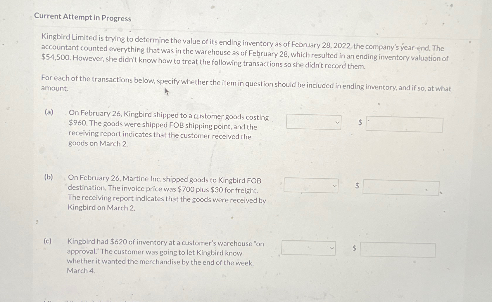  Current Attempt in Progress Kingbird Limited is trying to determine the