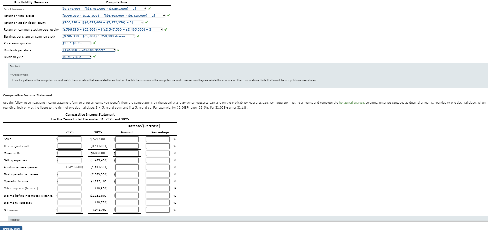  Comparative Income Statement rounding, look only at the figure to the