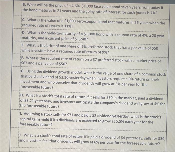 please help me answer B-J B. What will be the price of