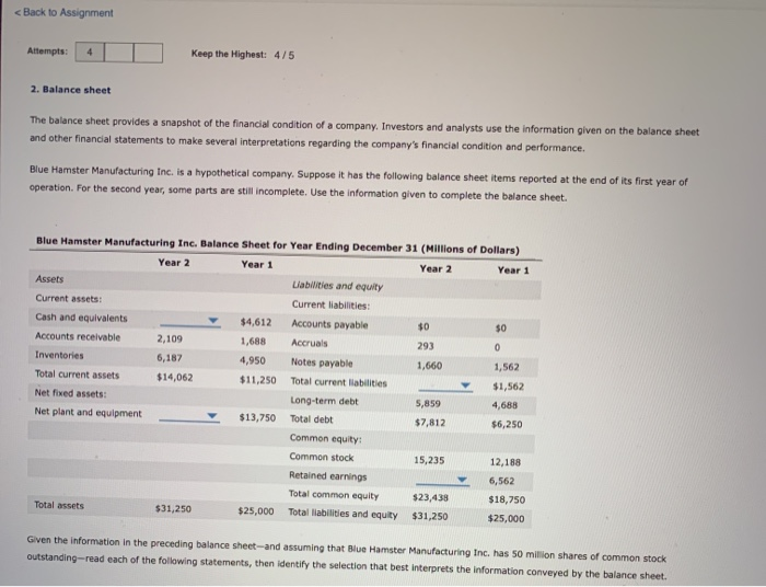  Back to Assignment Attempts: 4 Keep the Highest: 4/5 2. Balance