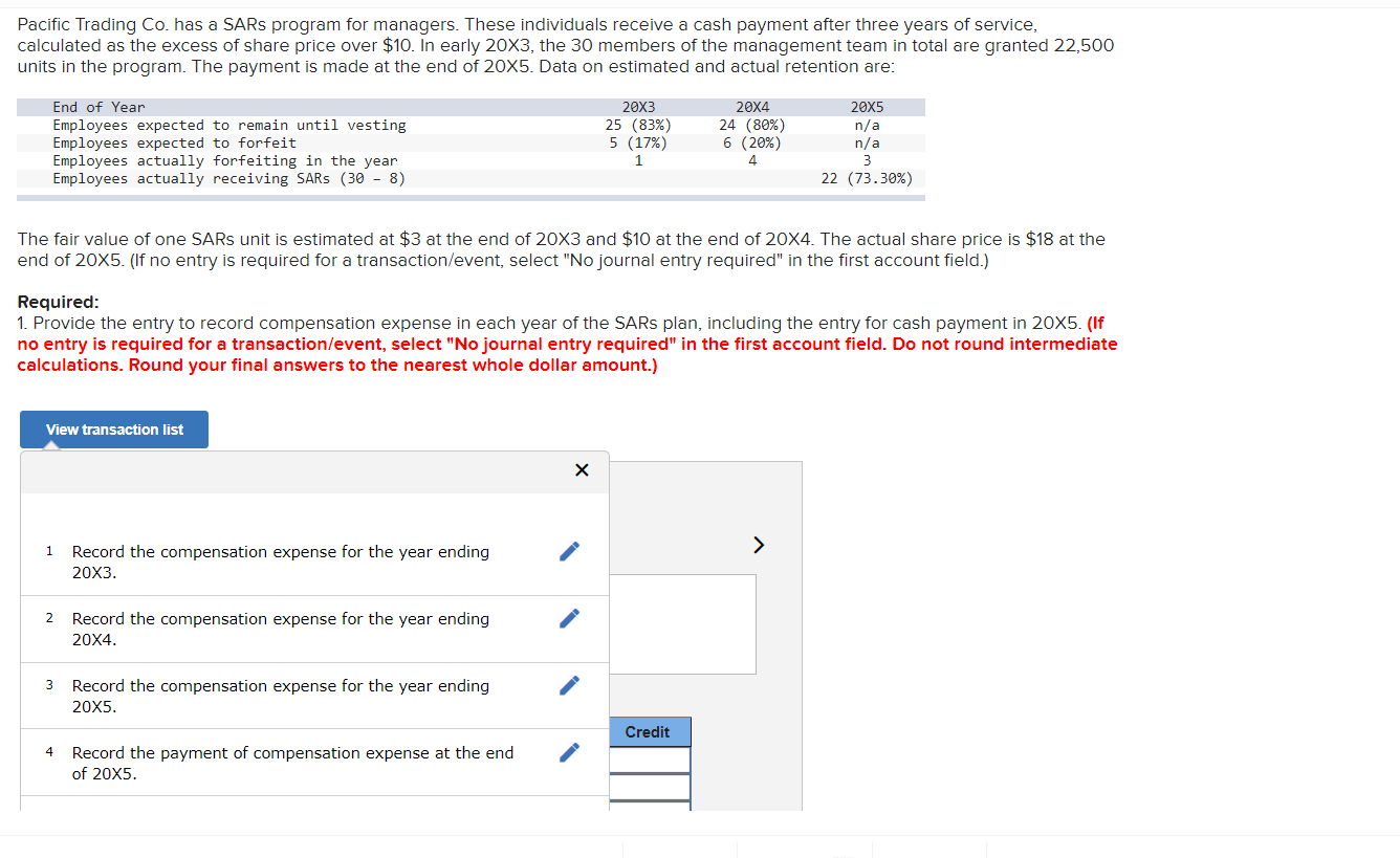  Pacific Trading Co. has a SARs program for managers. These individuals