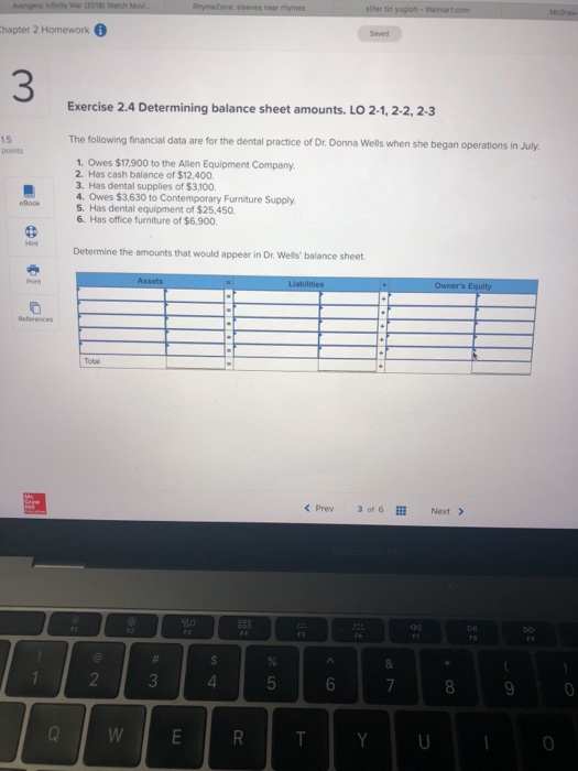  hapter 2 Homework 3 Exercise 2.4 Determining balance sheet amounts. LO