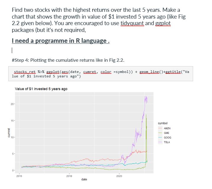  Find two stocks with the highest returns over the last 5