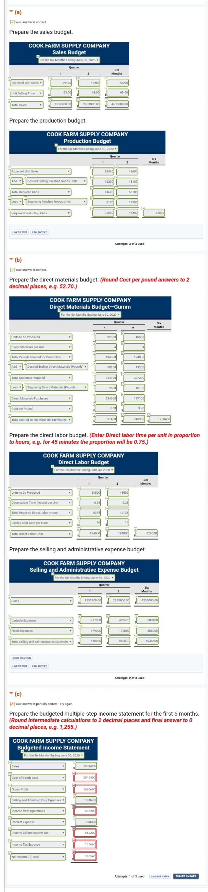 I need helping computing the red boxes at the bottom please. Cook