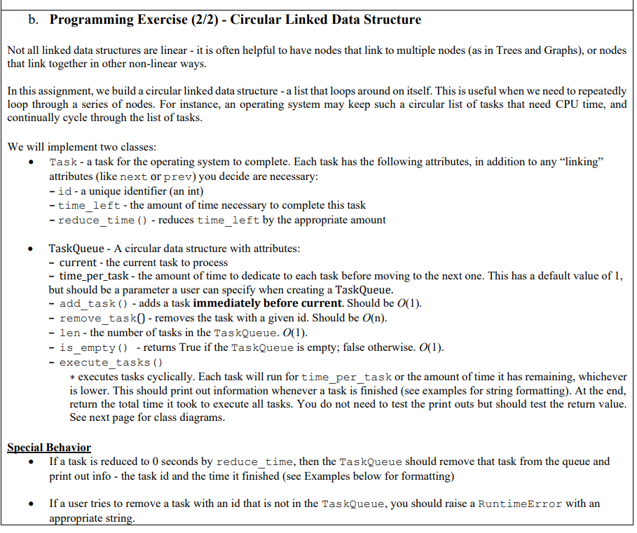  b. Programming Exercise (2/2) - Circular Linked Data Structure Not all
