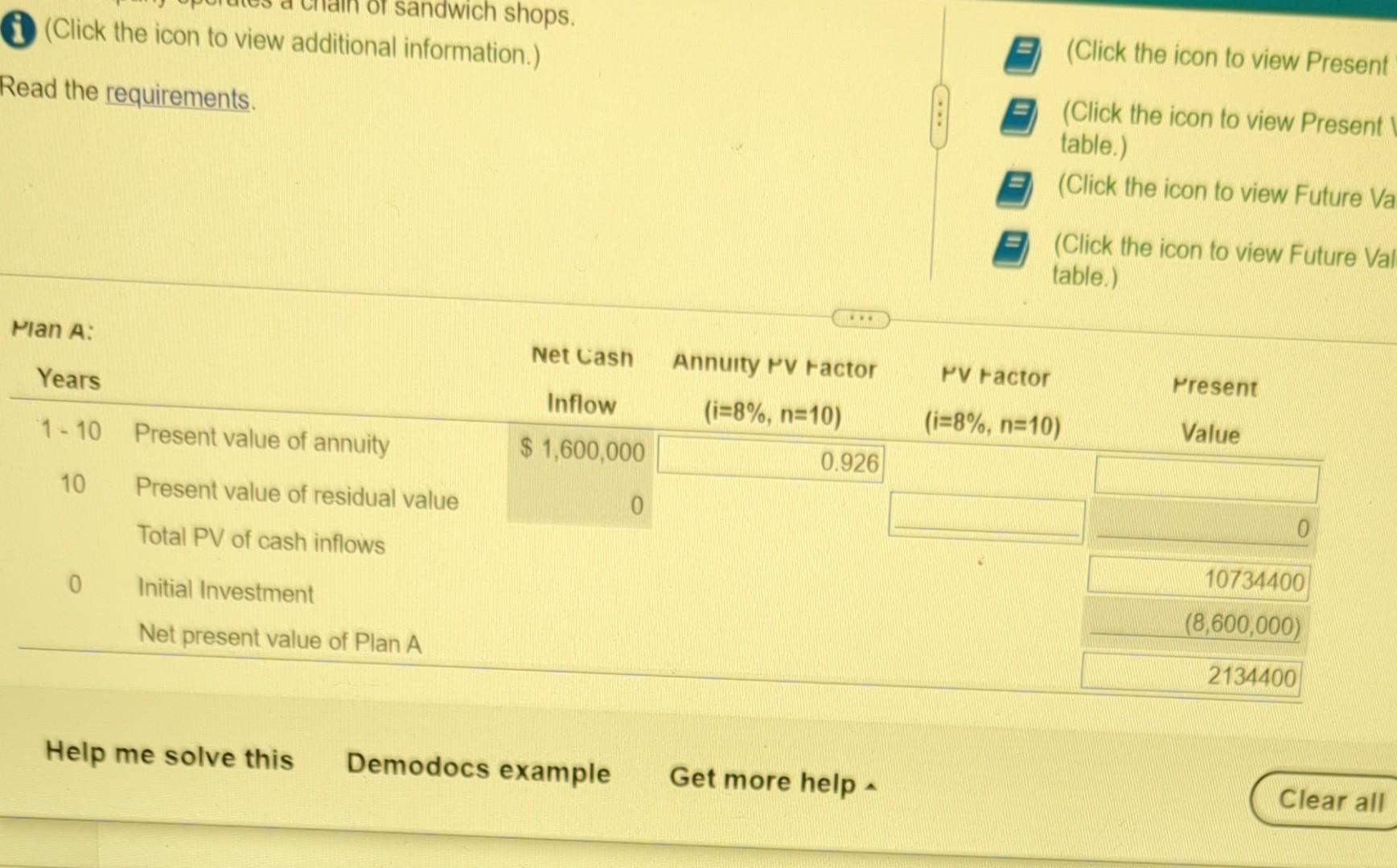 icon to view Present Value of $1 table.) (Click the icon to