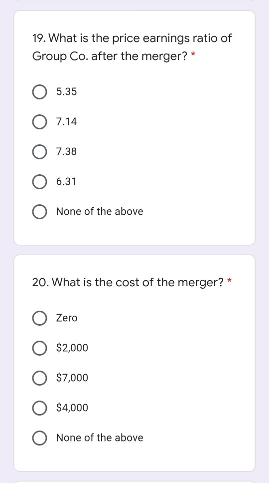 What is the Earning Per Share for Group Co. after merger? *