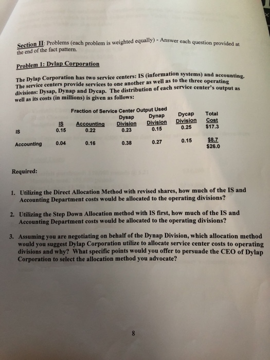  Section II: Problems (each problem is weighted equally)- Answer each question