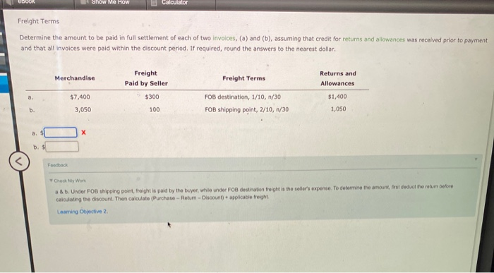  Show Me How Calculator Freight Terms Determine the amount to be