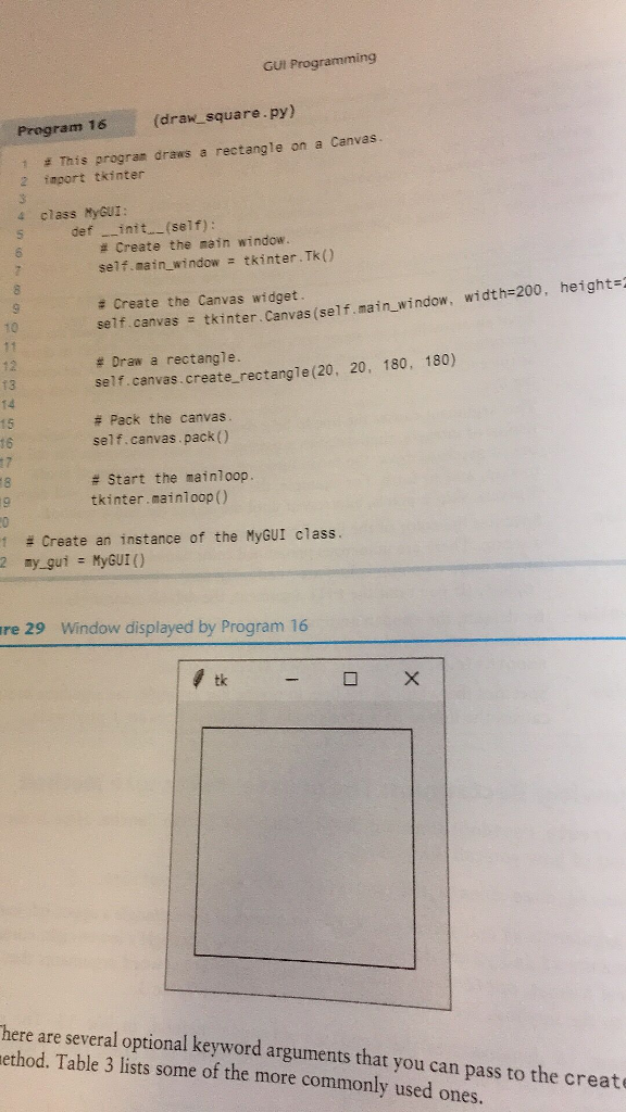  Please utilize Python. Here is the program 13-16. GUI Programming (draw_square.py)